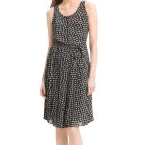 HALOGEN Belted Pleated A line Dress Geo Geometric Womens 10